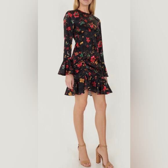 LIKELY Reilly Black Floral Mini Dress Sz 4 - Picture 1 of 13